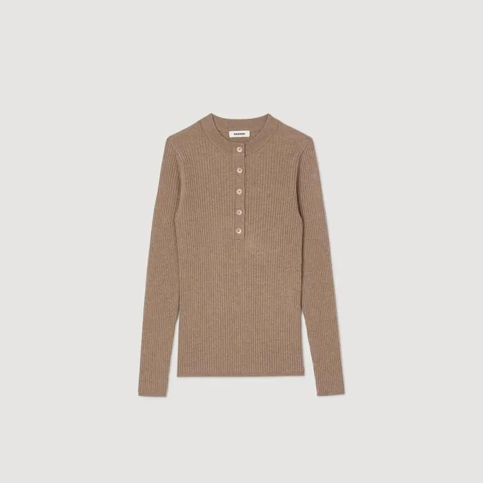 Sweaters and Cardigans Women SANDRO Rib Knit Sweater Olive Green