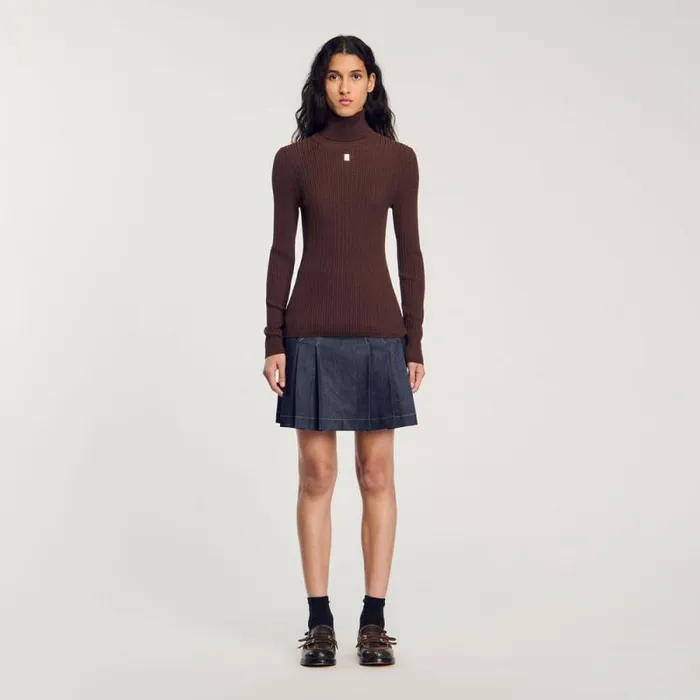 Sweaters and Cardigans Women SANDRO Turtleneck Sweater Brown