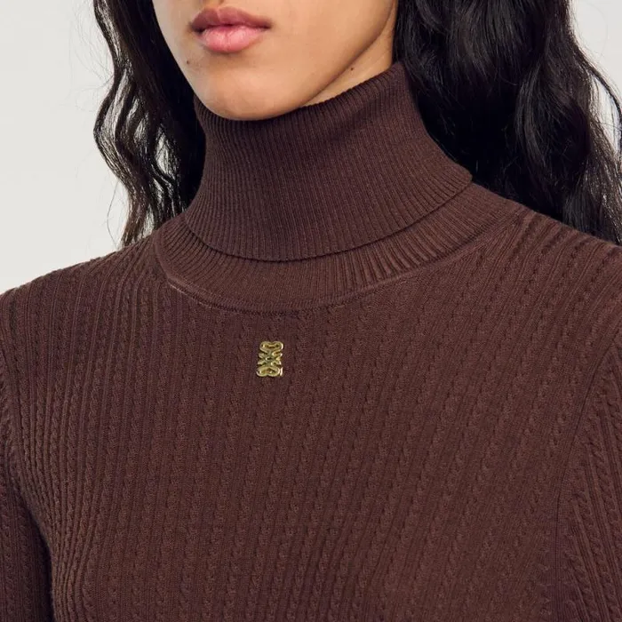 Sweaters and Cardigans Women SANDRO Turtleneck Sweater Brown