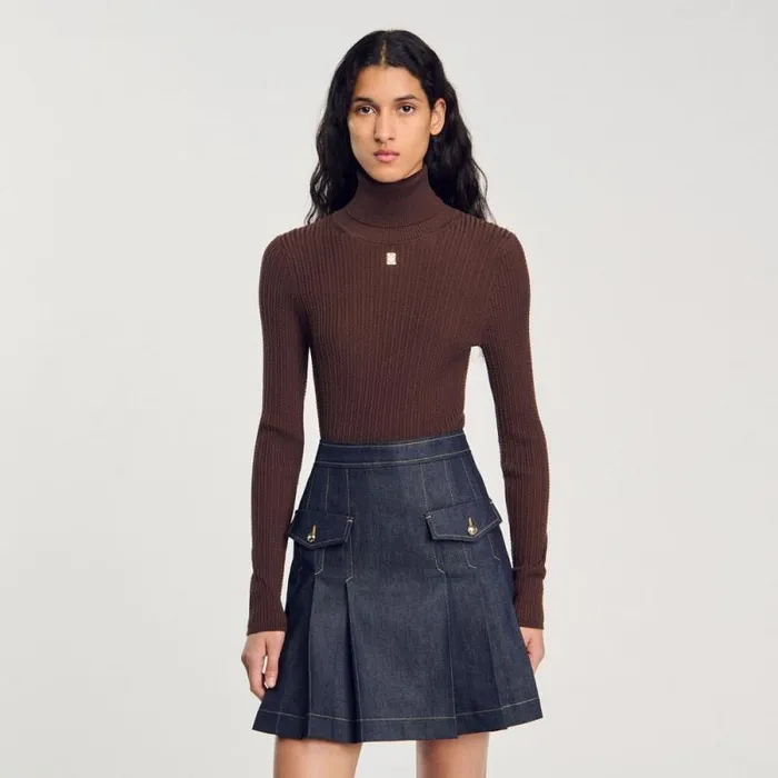 Sweaters and Cardigans Women SANDRO Turtleneck Sweater Brown