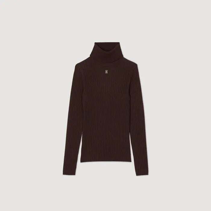 Sweaters and Cardigans Women SANDRO Turtleneck Sweater Brown