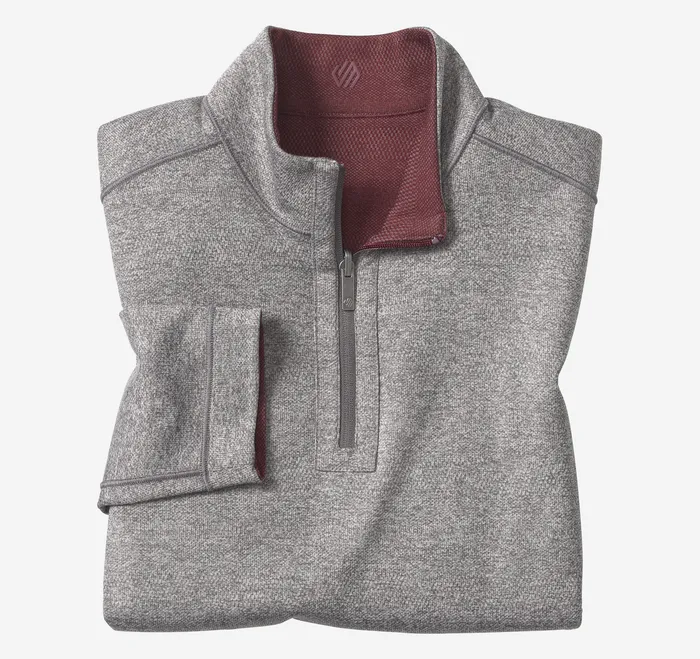 Sweaters and Knits Men XC4 Performance Reversible QuarterZip BurgundyCharcoal Johnston and Murphy