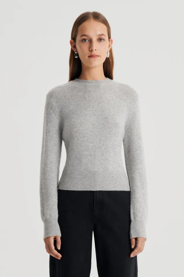 Sweaters Women Scanlan Theodore CASHMERE CREW SWEATER LIGHTGREYMELANGE