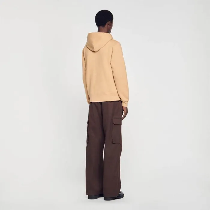 Sweatshirts and Hoodies Men SANDRO Embroidered Hoodie Light Brown
