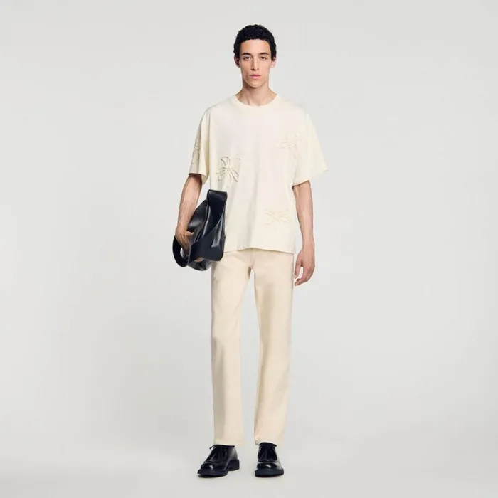 Tshirts and Polos Men SANDRO Floral Tshirt Ecru