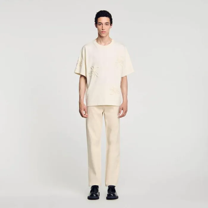 Tshirts and Polos Men SANDRO Floral Tshirt Ecru