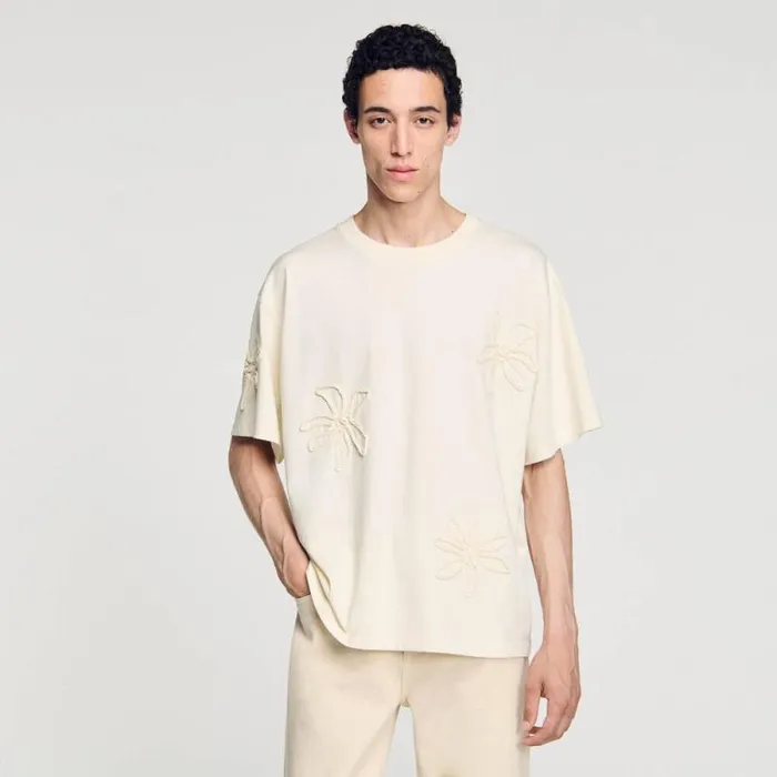 Tshirts and Polos Men SANDRO Floral Tshirt Ecru