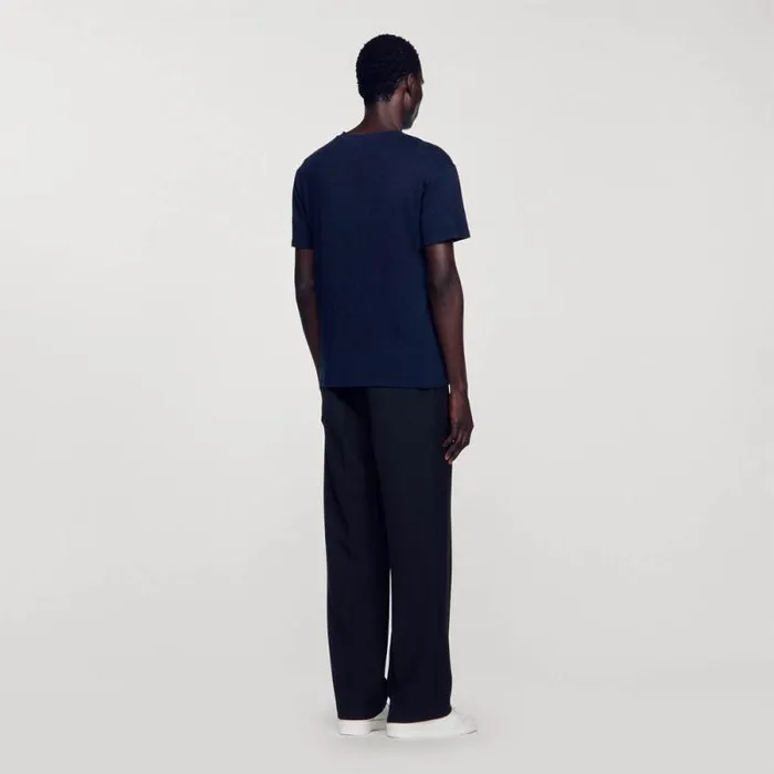 Tshirts and Polos Men SANDRO Linen Tshirt Navy Blue