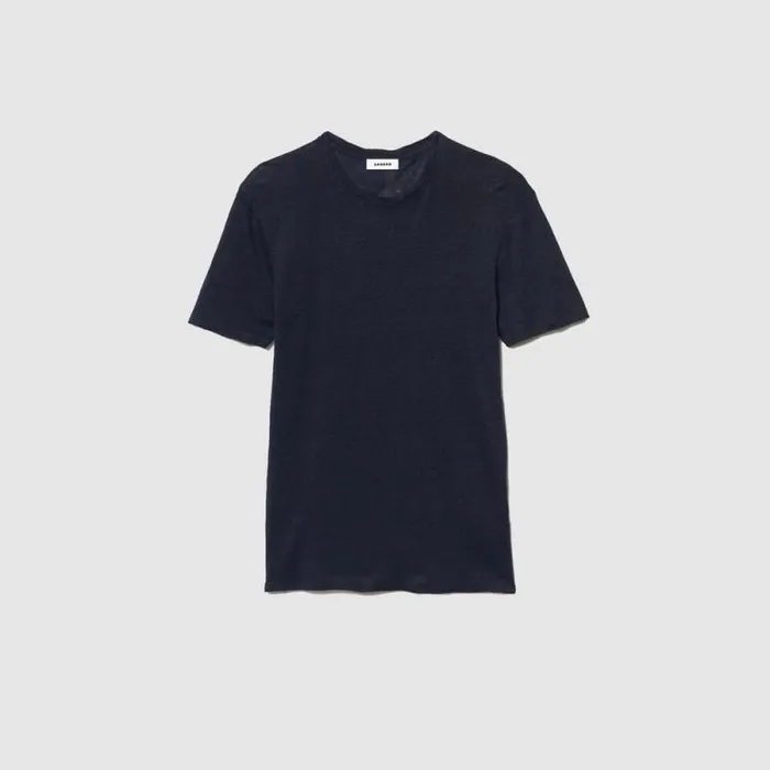 Tshirts and Polos Men SANDRO Linen Tshirt Navy Blue