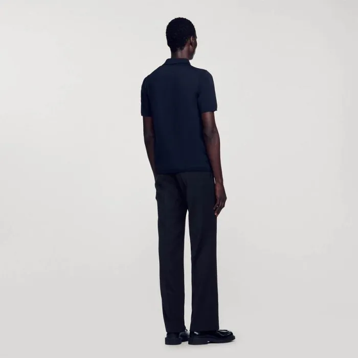 Tshirts and Polos Men SANDRO Shortsleeve Knitted Polo Shirt Black