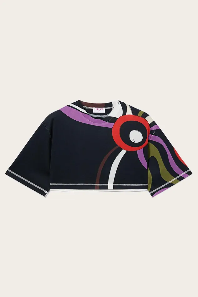 TShirts And Sweatshirts Women PUCCI MarmoPrint Cropped Cotton TShirt