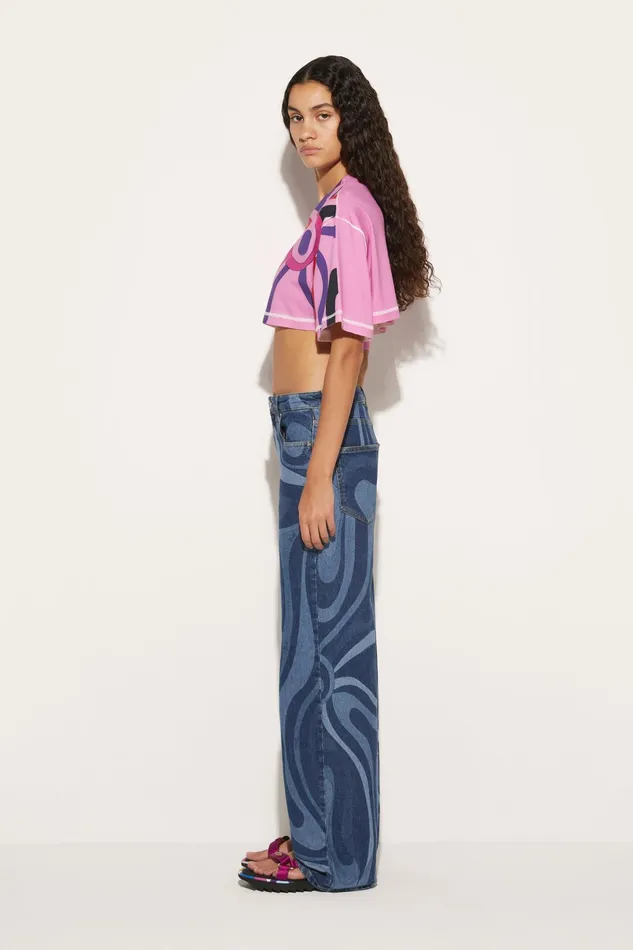TShirts And Sweatshirts Women PUCCI MarmoPrint Cropped Cotton TShirt
