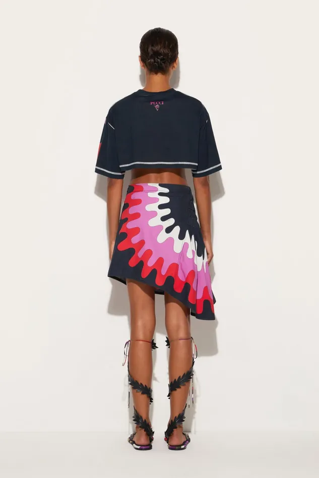 TShirts And Sweatshirts Women PUCCI MarmoPrint Cropped Cotton TShirt