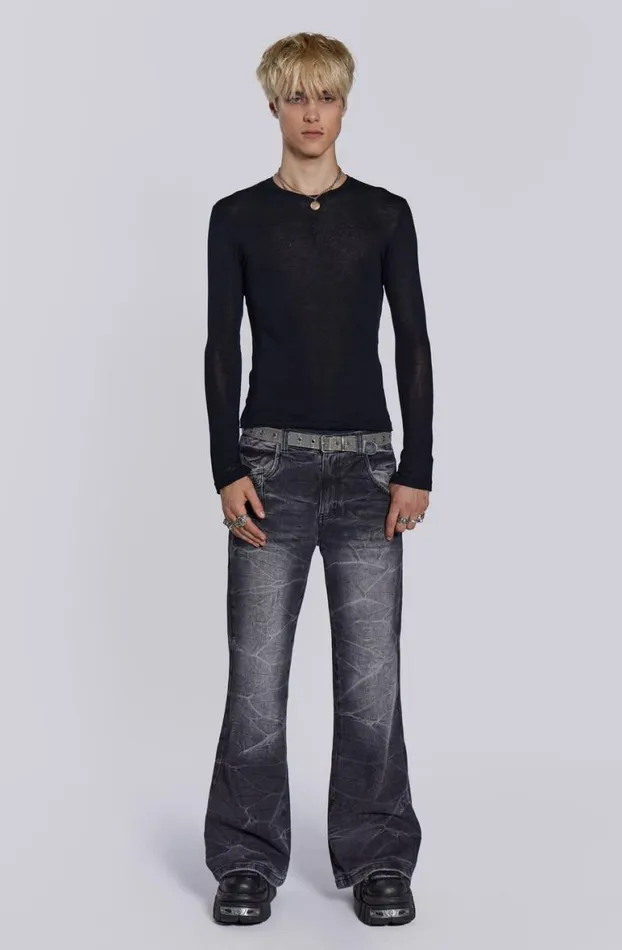 TShirts Men Jaded London Black Mist Long Sleeve