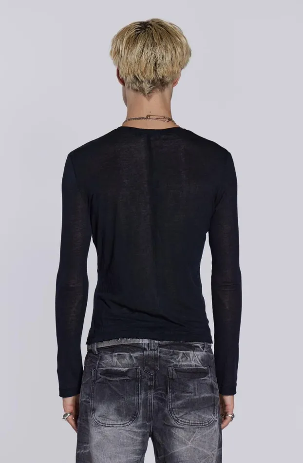 TShirts Men Jaded London Black Mist Long Sleeve