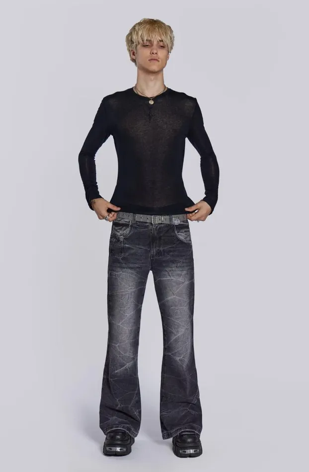 TShirts Men Jaded London Black Mist Long Sleeve