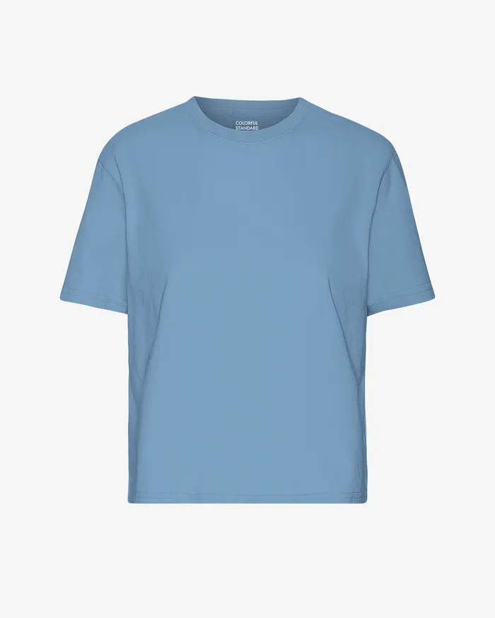 TShirts Organic Boxy Crop Tee 8211 Seaside Blue Colorfulstandard Women