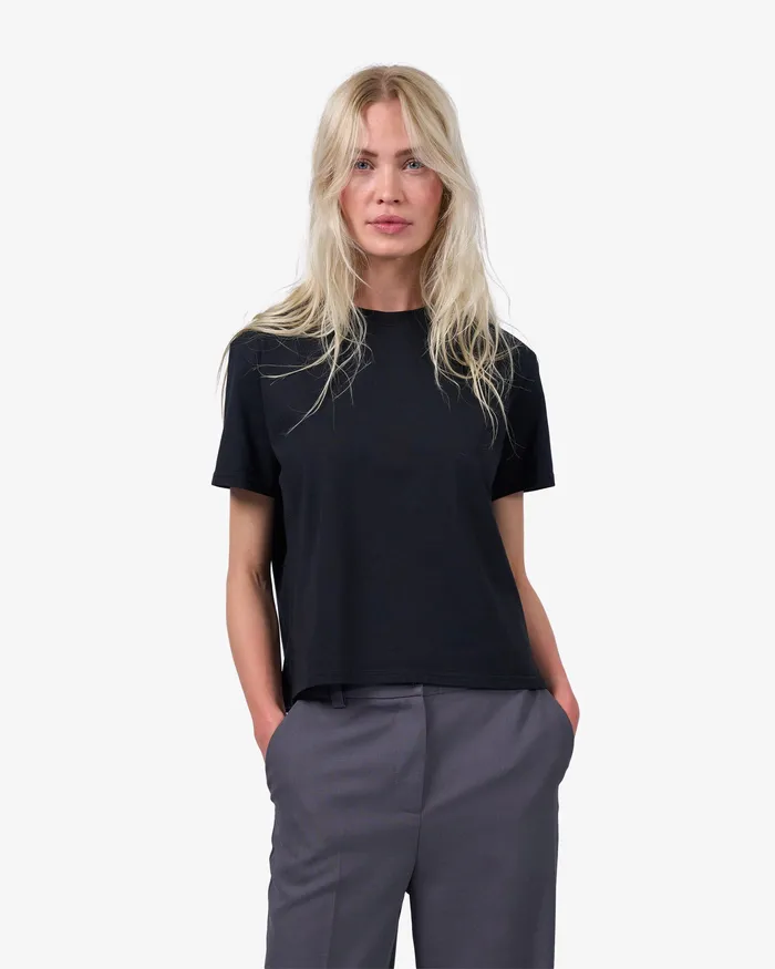 TShirts Organic Boxy Crop Tee 8211 Seaside Blue Colorfulstandard Women