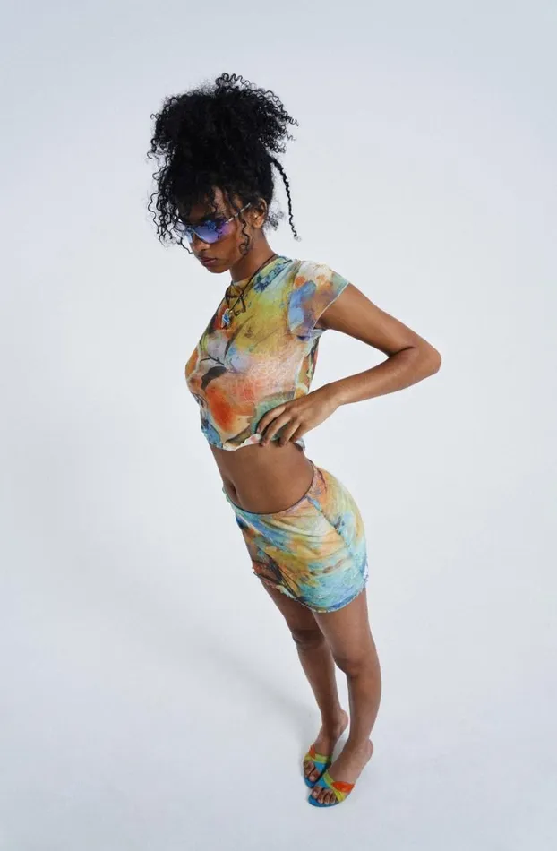 TShirts Women Jaded London Citrus Mesh Baby Tee