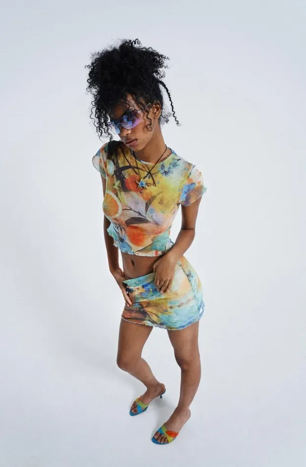 TShirts Women Jaded London Citrus Mesh Baby Tee