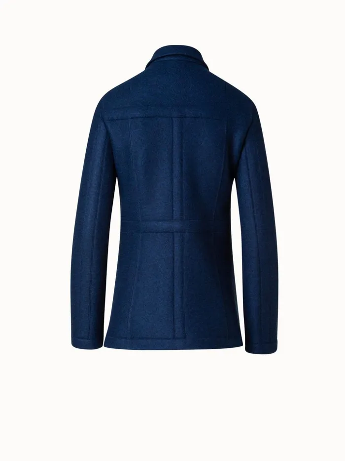 Tailored Jacket In 100 Cashmere With Stand Up Collar Navy Women Akris Jackets