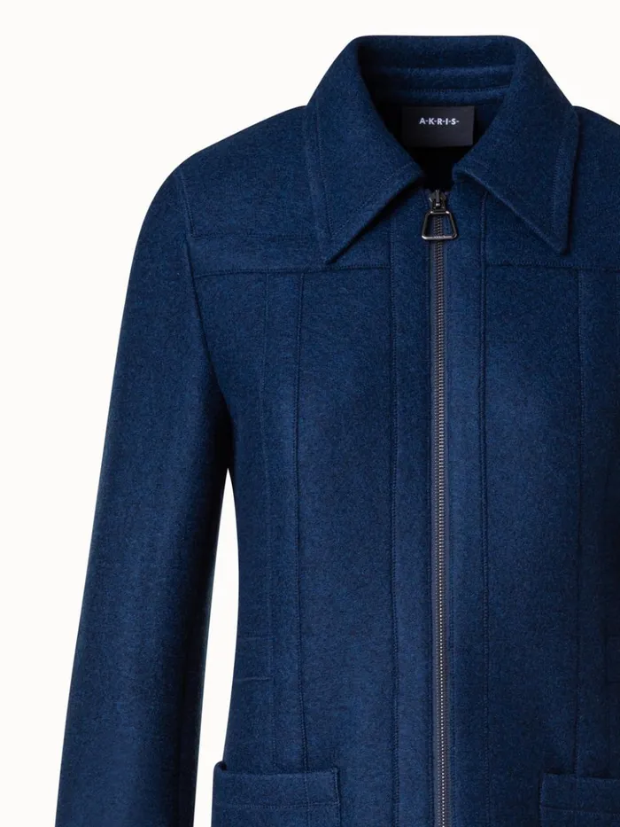 Tailored Jacket In 100 Cashmere With Stand Up Collar Navy Women Akris Jackets