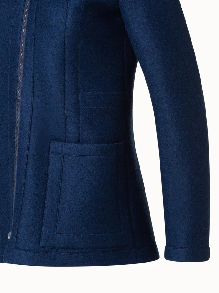 Tailored Jacket In 100 Cashmere With Stand Up Collar Navy Women Akris Jackets