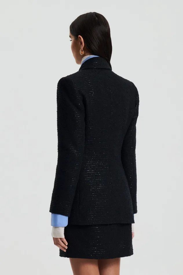 TAILORED SEQUIN JACKET BLACK Women Jackets Scanlan Theodore TAILORED SEQUIN JACKET BLACK Women Jackets Scanlan Theodore