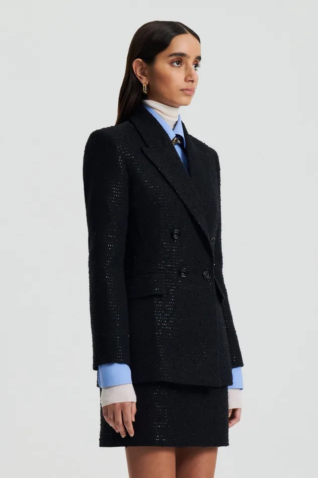 TAILORED SEQUIN JACKET BLACK Women Jackets Scanlan Theodore TAILORED SEQUIN JACKET BLACK Women Jackets Scanlan Theodore