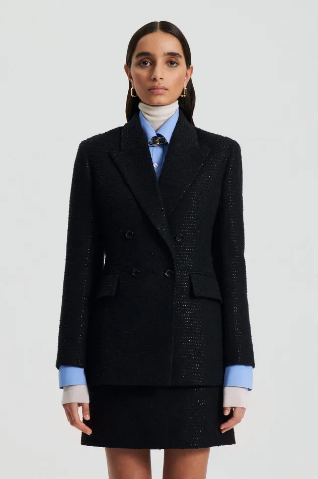 TAILORED SEQUIN JACKET BLACK Women Jackets Scanlan Theodore TAILORED SEQUIN JACKET BLACK Women Jackets Scanlan Theodore