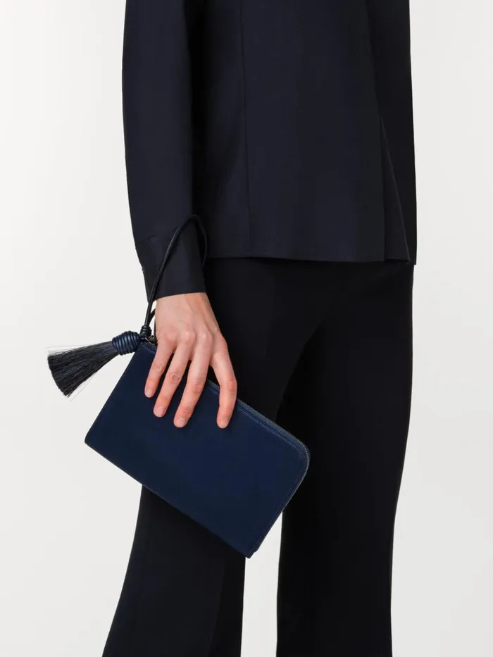 Tassel Pouch In Satin Fabric Denim Women Akris Mini Bags