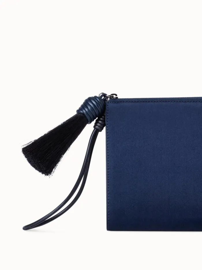 Tassel Pouch In Satin Fabric Denim Women Akris Mini Bags