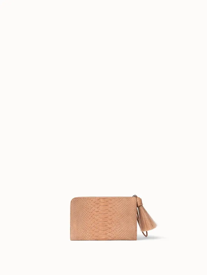 Tassle Pouch In Python Nubuck BC Camel Women Akris Mini Bags