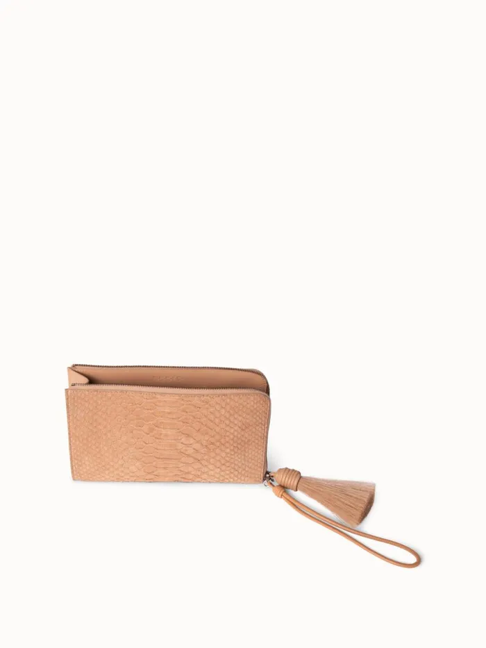 Tassle Pouch In Python Nubuck BC Camel Women Akris Mini Bags