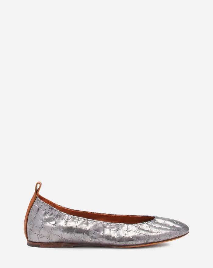 The Ballerina In Crocodileeffect Leather Silver Women Lanvin Ballerinas