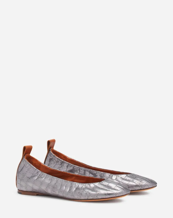 The Ballerina In Crocodileeffect Leather Silver Women Lanvin Ballerinas The Ballerina In Crocodileeffect Leather Silver Women Lanvin Ballerinas