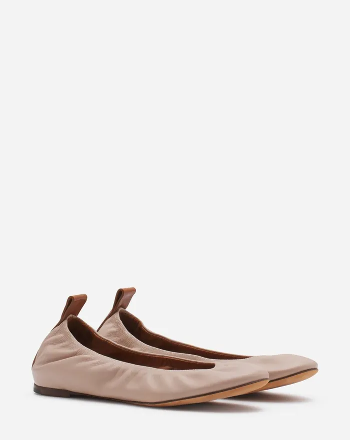 The Leather Ballerina Flat Dark Beige Women Lanvin Ballerinas
