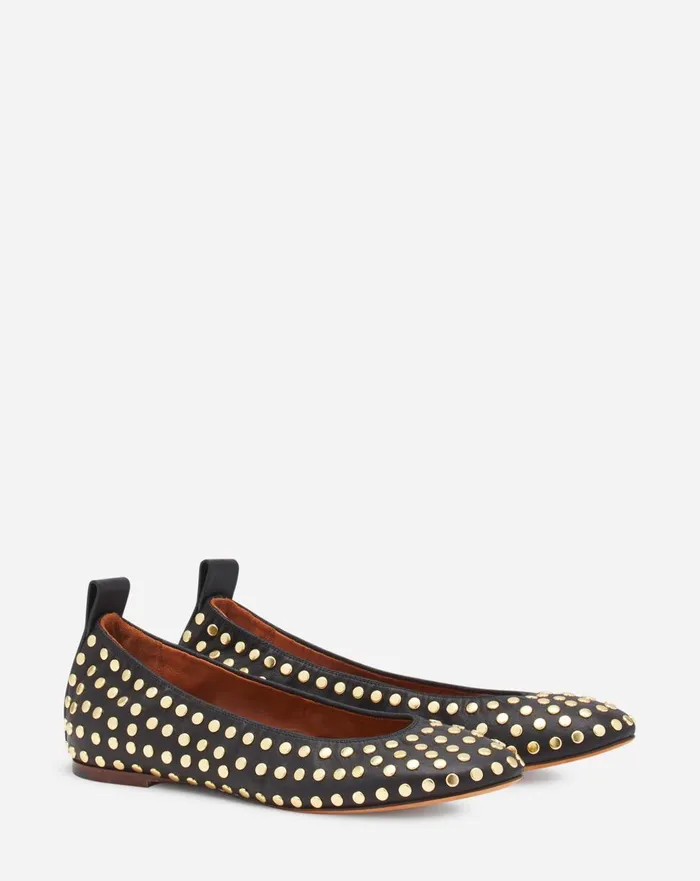 The Leather Ballerina Flat With Studs Black Women Lanvin Ballerinas The Leather Ballerina Flat With Studs Black Women Lanvin Ballerinas