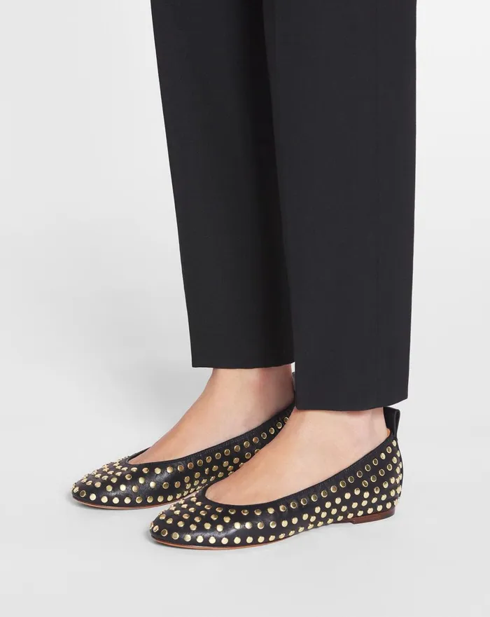 The Leather Ballerina Flat With Studs Black Women Lanvin Ballerinas The Leather Ballerina Flat With Studs Black Women Lanvin Ballerinas