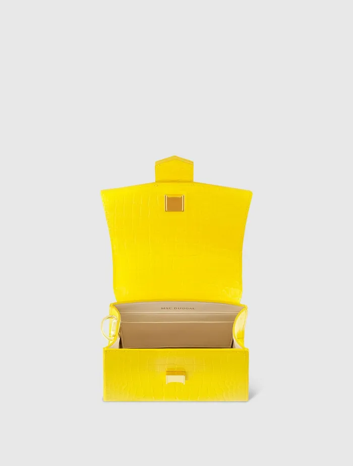 Top Handle Bags Buckled Mini Croco Sunshine Leather Handbag with Detachable Strap Sunshine 8211 Mac Duggal Women