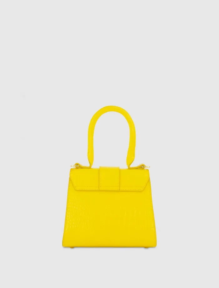 Top Handle Bags Buckled Mini Croco Sunshine Leather Handbag with Detachable Strap Sunshine 8211 Mac Duggal Women