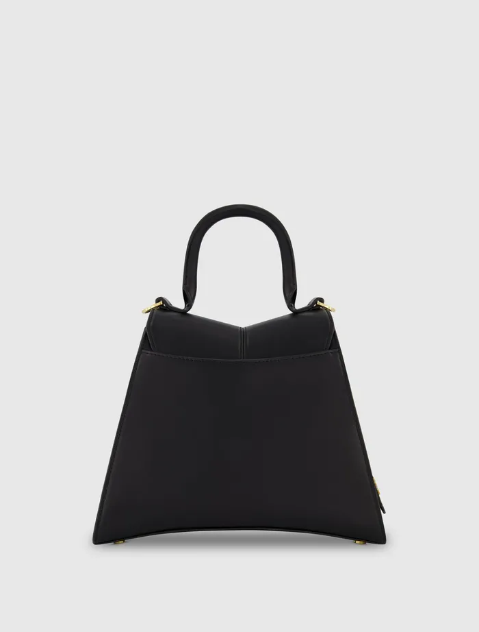 Top Handle Bags Medium Angular Black Leather Handbag With Gold Hardware Black 8211 Mac Duggal Women
