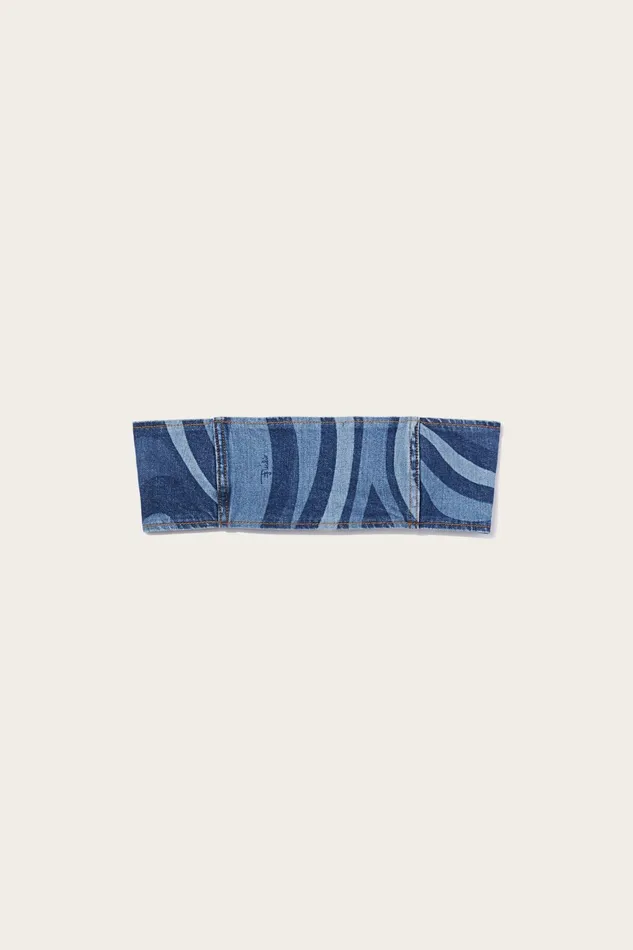 Tops And Shirts Women PUCCI MarmoPrint Denim Bandeau Top