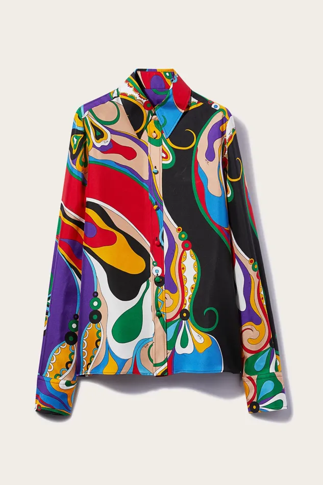 Tops And Shirts Women PUCCI OrchideePrint SilkTwill Shirt