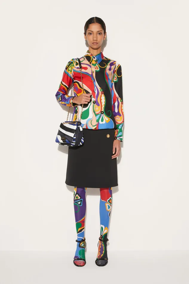 Tops And Shirts Women PUCCI OrchideePrint SilkTwill Shirt