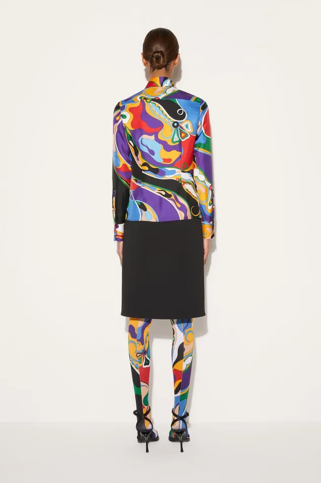 Tops And Shirts Women PUCCI OrchideePrint SilkTwill Shirt