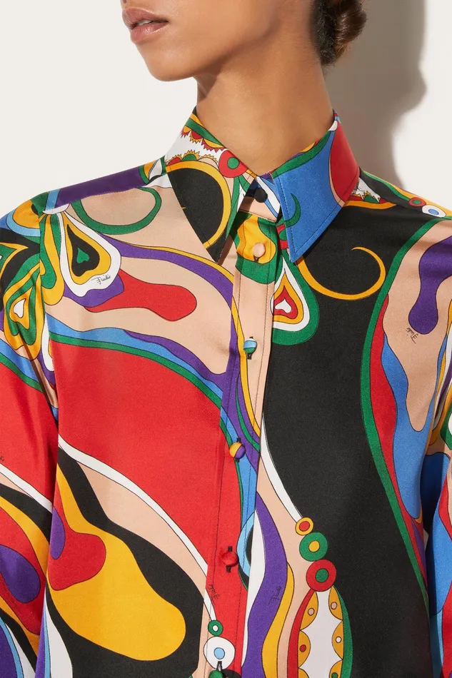 Tops And Shirts Women PUCCI OrchideePrint SilkTwill Shirt