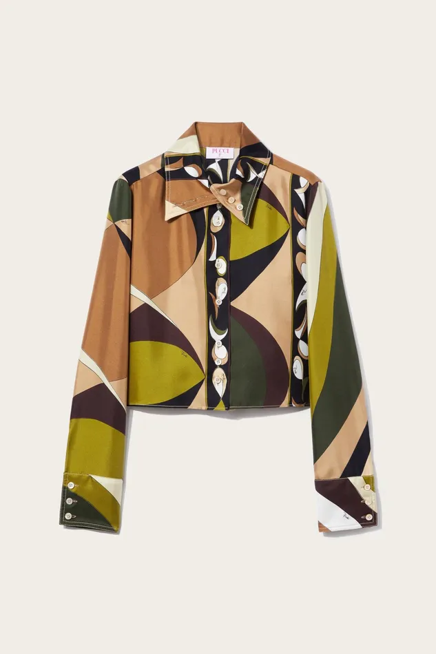 Tops And Shirts Women PUCCI PesciPrint SilkTwill Shirt