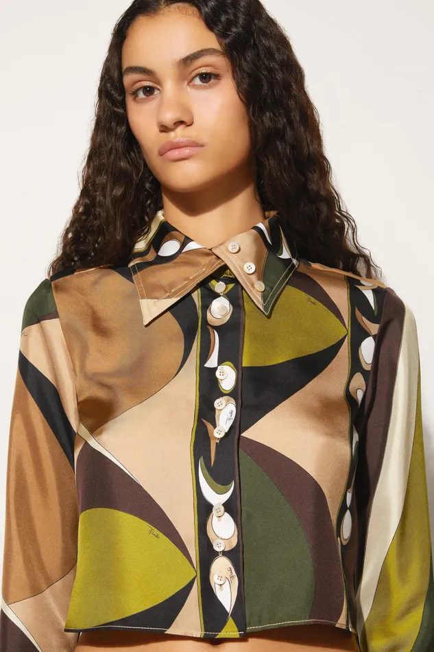 Tops And Shirts Women PUCCI PesciPrint SilkTwill Shirt