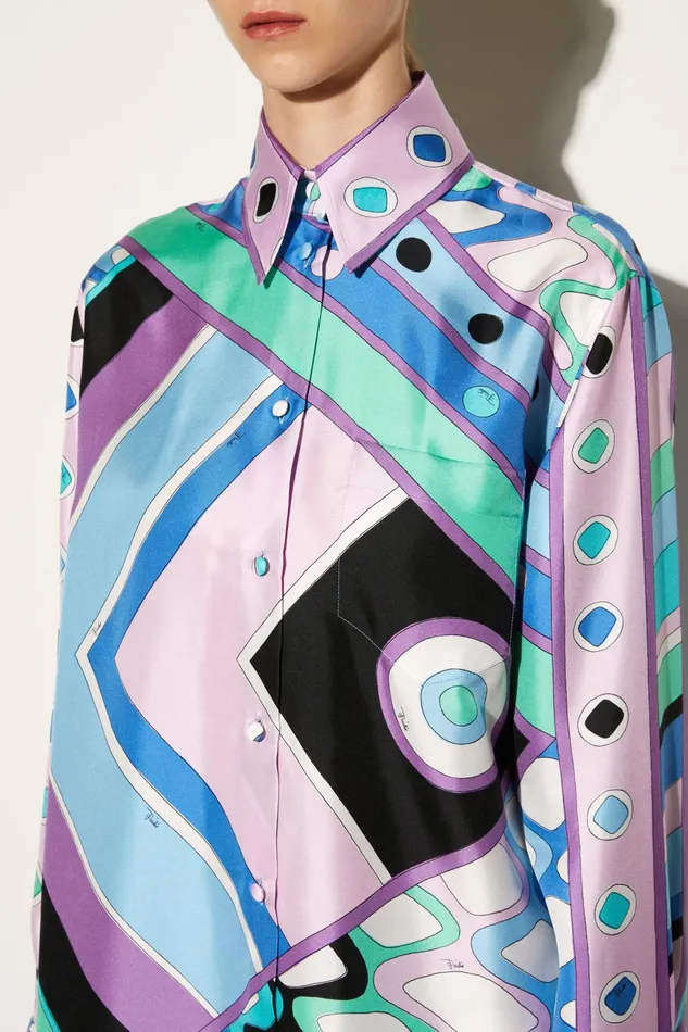 Tops And Shirts Women PUCCI VivaraPrint SilkTwill Shirt